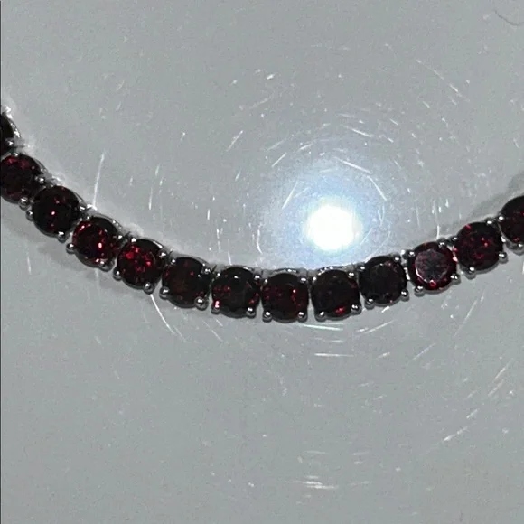 NWT NYC11 Sterling Silver Genuine Red Garnet Eternity Line Bracelet Boho - Picture 9 of 11